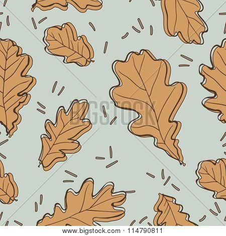 Seamless pattern with oak leaves. Vector illustration.
