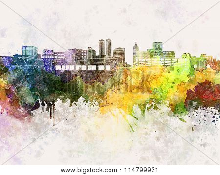 Peoria Skyline In Watercolor Background