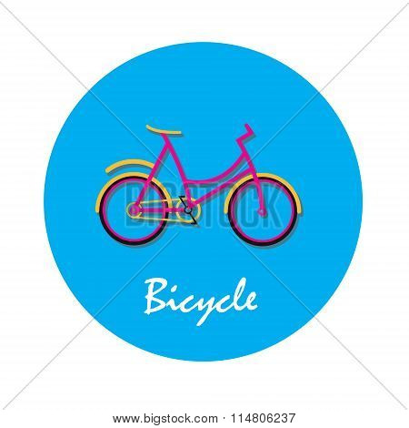 Bicycle flat icon in round shape