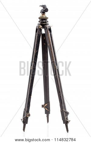 Old expedition oaken wooden tripod.