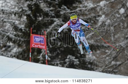 CORTINA D'AMPEZZO, ITALY - JANUARY 24 2014:  During the FIS Alpine Ski World Cup Women's downhill race in Cortina d'Ampezzo, Italy.