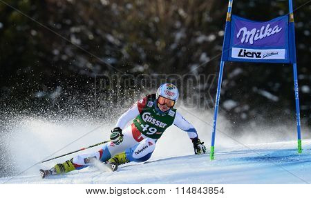LIENZ, AUSTRIA - DECEMBER 28 2013:  During the FIS Alpine World Cup giant Slalom women's race in Lienz, Austria. 