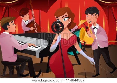 Jazz Band With A Female Singer