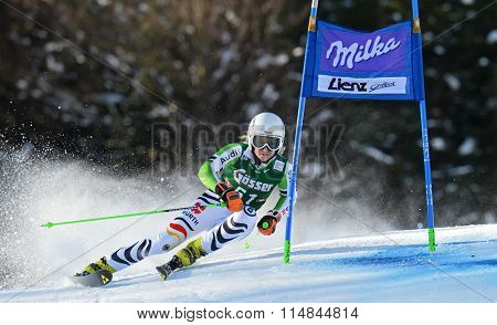 LIENZ, AUSTRIA - DECEMBER 28 2013:  During the FIS Alpine World Cup giant Slalom women's race in Lienz, Austria. 