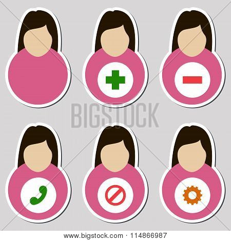 Set of female user icons