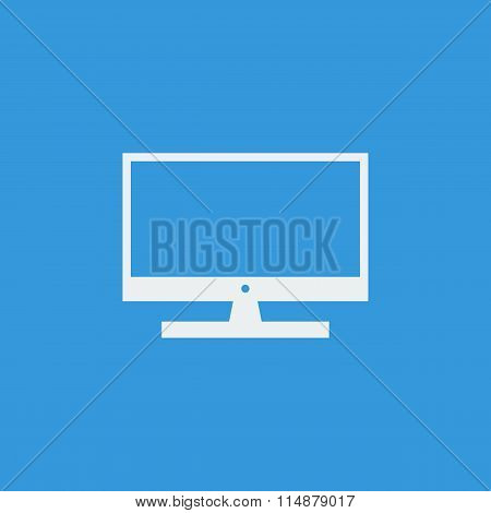 White tv icon on blue background