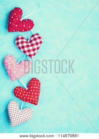 Vintage hanging stuffed cotton hearts