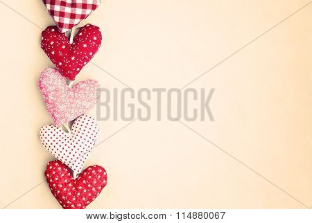 Vintage hanging stuffed cotton hearts