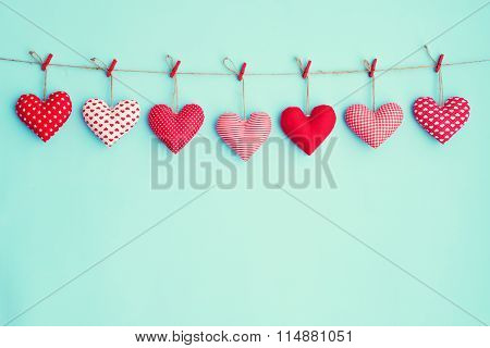 Vintage hanging stuffed cotton hearts