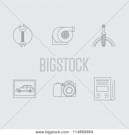 car service linear icons