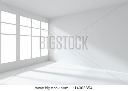 Empty White Room Corner With Windows Interior