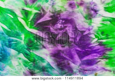 Abstract Painted Green And Lilac Nodular Batik