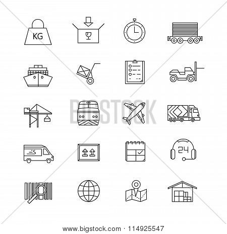 Logistic Vector Icons. Line Icons.