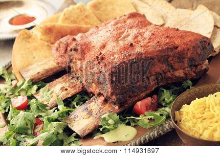 food photos of Indian style roast beef rib
