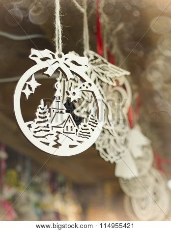 Hanging Wooden Beautiful Christmas Decoration.