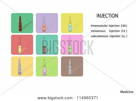 vector illustration, Flat design. ampule icon set,medical ampule icon,