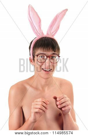 Young Man In Bunny Ears
