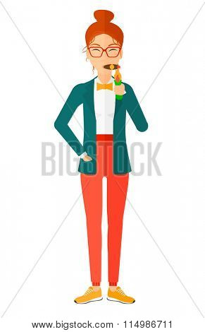 Woman smoking cigar.