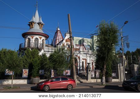 Samara, Russia - August 07, 2016: Beautiful Samara architectural landmark Klodt Mansion in sunny day