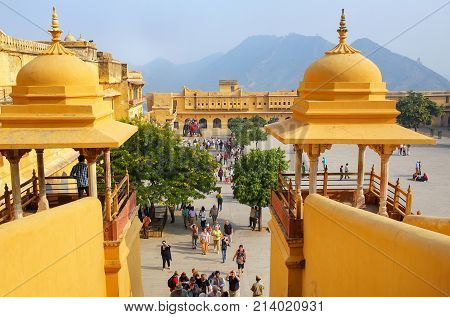 Amber, India - November 13: View Of Jaleb Chowk - Main Courtyard Of Amber Fort On November 13, 2014