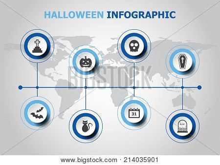 Infographic design with Halloween icons, stock vector