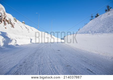 Cleaned Mountain road to the ski center