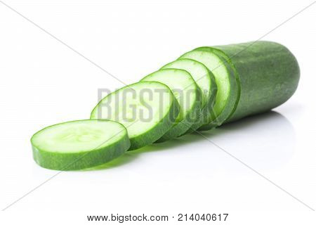 Closeup cucumber sliced on white background food and vegetable concept
