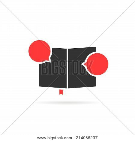 black classbook icon like comic book. concept of booklet, novel information, unusual emblem, diary, superhero story, university. flat style trend modern logotype graphic design art on white background