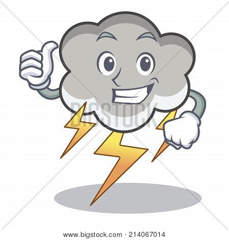 Thumbs up thunder cloud character cartoon vector illustration