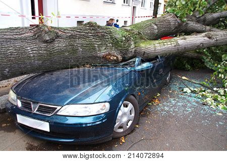 Damaged Car After A Big Thunderstorm Xavier