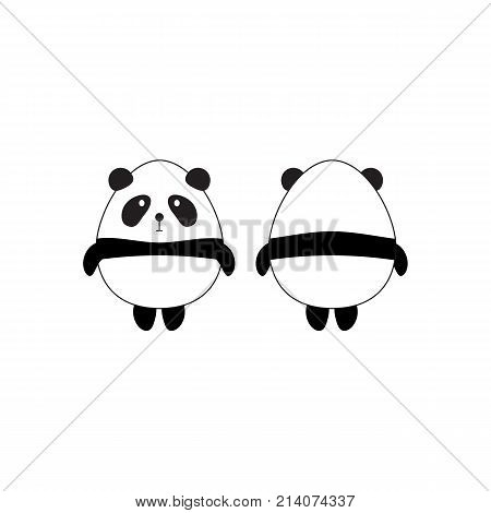 Cute panda front and back view. Vector illustration flat design.