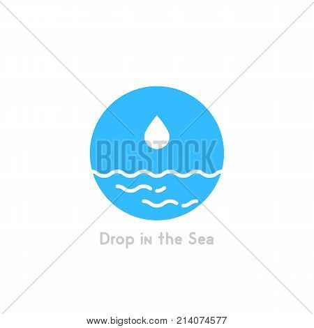 drop in the sea simple logo. concept of pure, creative unusual badge, insufficiently, fluid, lake, motion, idea of purity. flat style trend modern brand graphic design element on white background