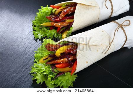 Freshly Made Sandwich Wraps, Top View