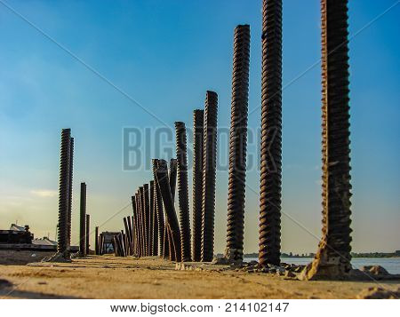 Industrial building environment, with various elements of metal and concrete