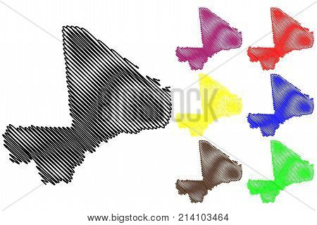 Mali map vector illustration , scribble sketch Republic of Mali
