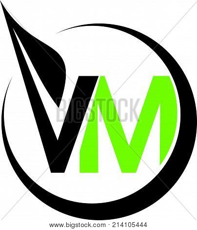 Green Project Solution Letter V M Logo Design Template Vector