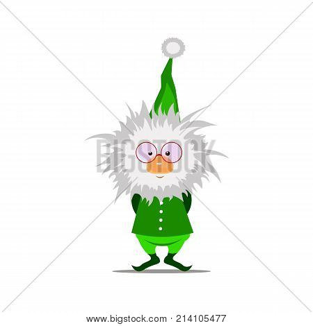 Cute little Christmas elf vector illustration. Cute gnome.Vector flat christmas santa claus elf character. Elf Christmas.