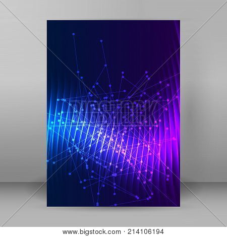 Abstract background advertising brochure design elements. Futuristic style glow neon disco club night party for elegant flyer. Vector illustration EPS 10 for layout page newsletters vertical banner