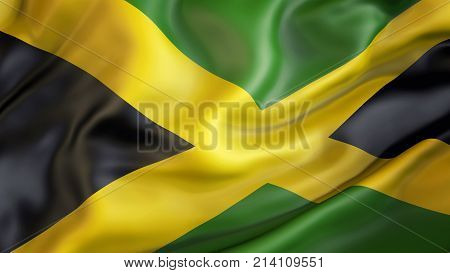 Waiving flag of Jamaica, Patriot of Jamaika,  illustration, 3d