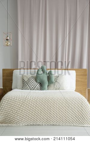 Pink Drape Behind Bed