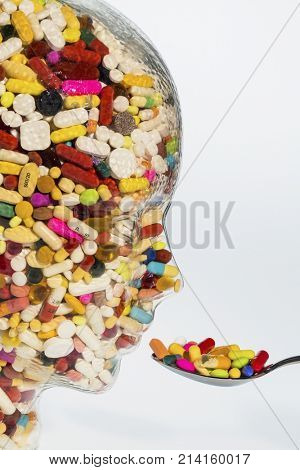 head of glass with tablets