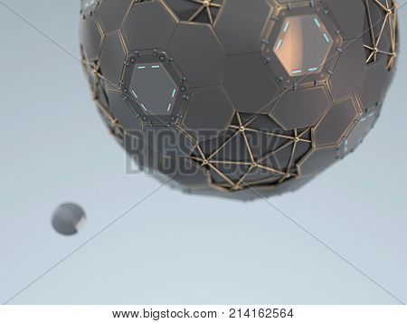 artificial spherical structure, 3d illustration	