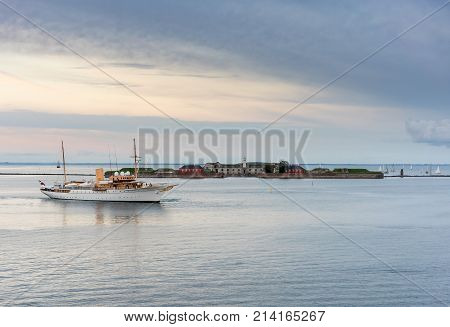 COPENHAGEN, DENMARK - SEPTEMBER 18: HDMY Dannebrog on September 18, 2017 in Copenhagen. The ship was launched in 1931