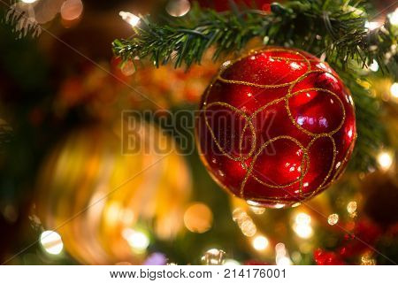 Giant Christmas Ball Ornament Sparkling With Lights