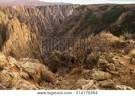 Black Canyon of the Gunnison National Park is in Western Colorado United States of America. Canyon Formation.