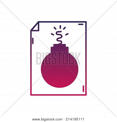 slhouette danger bomb weapon destruction inside paper vector illustration