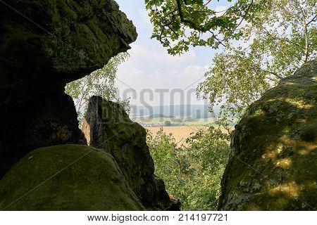 View from the Teufelsmauer between Timmenrode and Blankenburg on the Harz in Germany