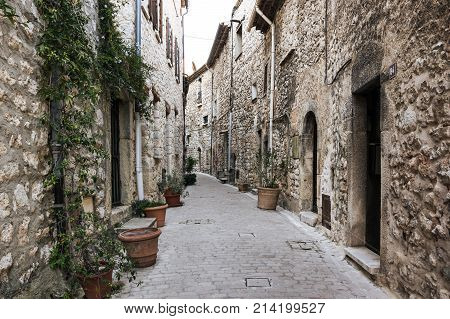 Street of Tourrettes-sur-Loup a medieval village in the Alpes-Maritimes department in southeastern France