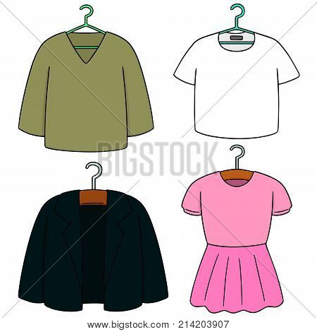 vector set of clothes hanger hand drawn cartoon