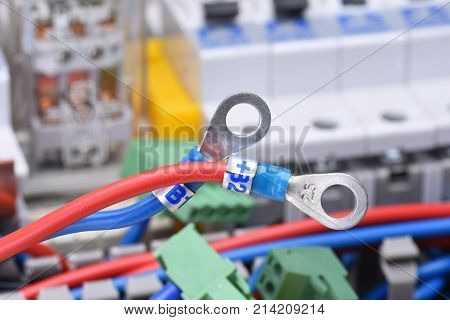 Electrical switchboard with cable and circuit breakers